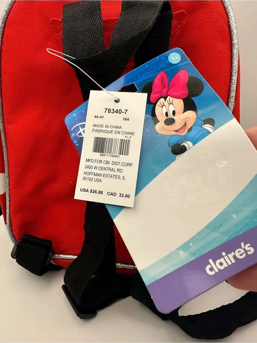 Claire's Red & White Minnie Mouse Polka Dot Kids Backpack